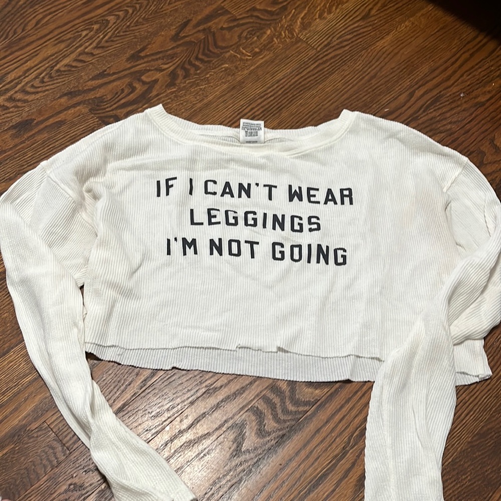 White waffle cropped long sleeve